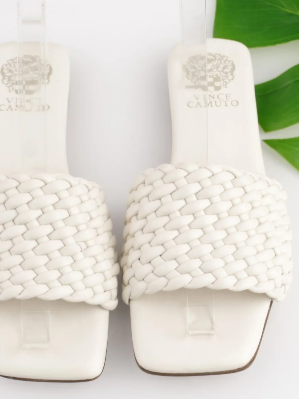 Vince Camuto White Braided Slide Sandals